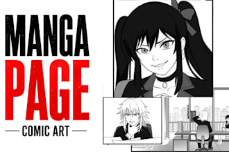 draw webtoon episode, manga page, comic panels or anime story art