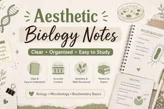 create clear, aesthetic biology or microbiology notes and study guides