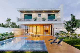 design, render 3d architectural exterior of building