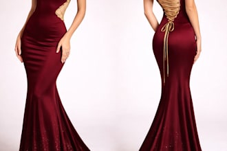 design a luxury custom gala red carpet dress concept for you