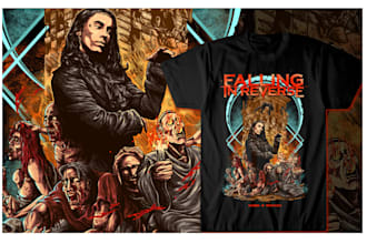 do dark art illustration for metal band t shirt design