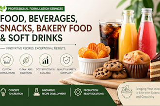 formulate food and beverages, snacks, drinks, baking food, soft drink for brand