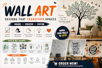 design creative wall art, mural, decals and doodle