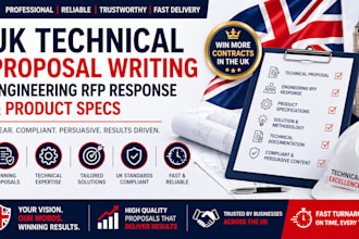write UK technical proposal, engineering rfp response, product specs