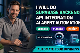 do supabase backend API integration ai agent automation with make com n8n zapier