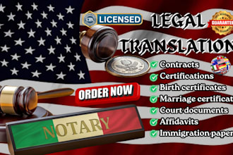 provide notarized and certified translation for legal and immigration documents