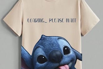 make cute cartoon character graphic tee and typography