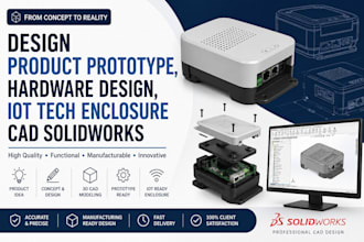 design product prototype, hardware design, iot tech enclosure cad solidworks
