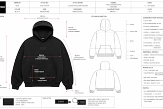 make fashion tech pack for hoodie tshirt and sweatpants