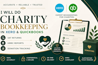 do charity bookkeeping in xero and quickbooks vat hmrc reports donation tracking