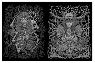 create dark horror metal band t shirt artwork for merch