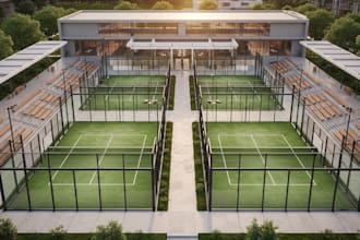 design high quality 3d padel courts and sports facilities