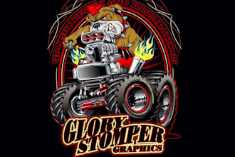 design high quality monster truck logo for your business with 24 hours