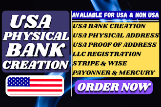 create USA bank for any country, get USA physical address and proof of address