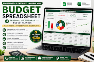 create personal or business budget planner spreadsheet in excel or google sheet