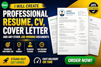 create professional resume, cv, cover letter and any other job winning documents