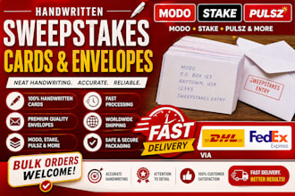 handwrite sweep  card and envelopes of modo pulsz stake