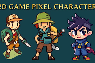 do 2d game pixel character sprite sheet art retro game asset background tileset