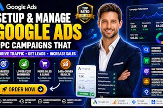 set up google ads ppc campaigns, ga4 tracking, shopping ads, fix merchant center