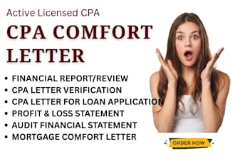 cpa ready income verification letter, comfort letter, financial statement