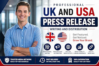 publish your press release in UK and USA with PR distribution and writing