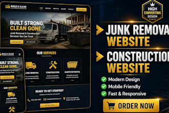 design junk removal dumpster website and rental construction service website