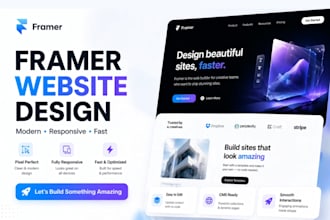 design framer websites, webflow sites and convert figma to framer landing pages