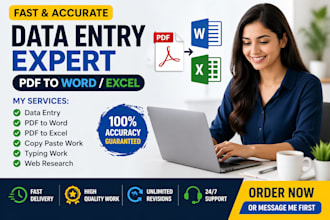 convert PDF to word, PDF to excel, typing work