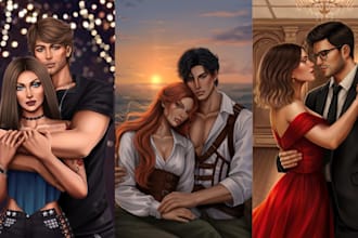 do nsfw sfw semi realistic couple character art illustration romance book no ai
