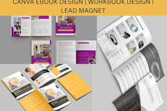 create editable canva ebook design,workbook design,leadmagnet health and fitness