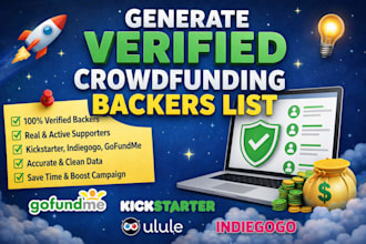 generate verified crowdfunding backers list for kickstarter indiegogo gofoundme