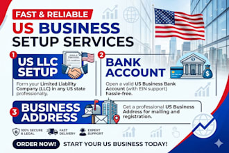 set up US llc with bank account and business address