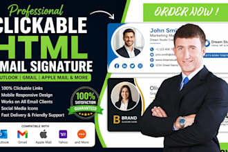 design clickable HTML email signature for outlook, gmail, apple mail