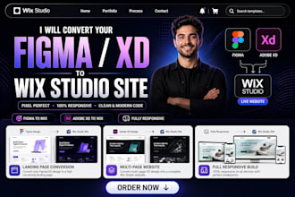 convert your figma or adobe xd design into a live wix studio site, wix website