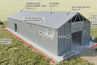 detailed construction drawings 2d material analysis for 3d greenhouse designs