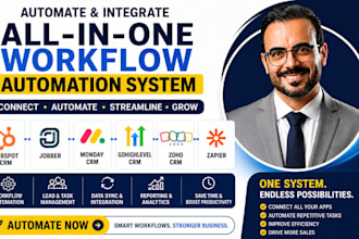 automate hubspot, jobber, monday, gohighlevel, zoho zapier workflows automation