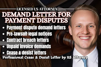 draft a legal demand letter for payment disputes or pre lawsuit issues attorney