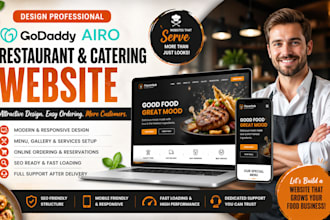 design restaurant godaddy website, catering business website reservation website