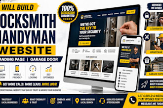 build locksmith website, handyman website, landing page, garage door