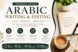 write and edit professional arabic content for you