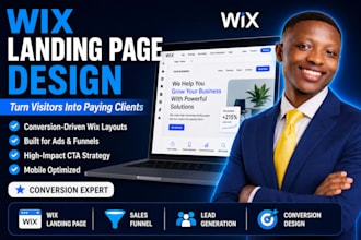 wix landing page design, wix website designer, sales funnel, wix studio design