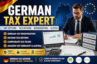 do german tax return, vat, bookkeeping, corporate tax, tax registration elster
