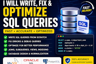 sql queries, optimize database, and fix errors