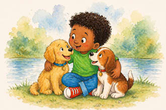 create children book illustrations in watercolor, digital