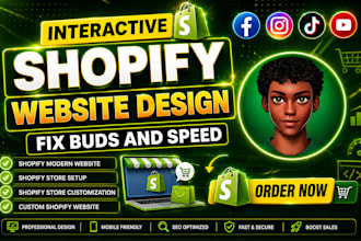 design modern 3d shopify interactive website or custom shopify store setup
