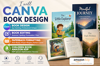canva book design, book editing, paperback formatting, children book amazon kdp