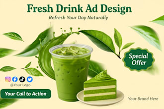 design modern and eye catching beverage and food ads