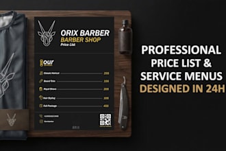 design a professional price list, service menu, or pricing sheet in 24h