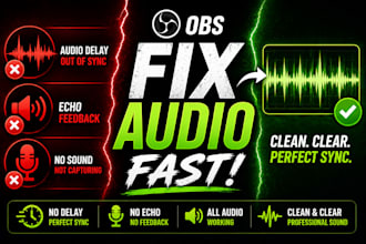 fix obs audio delay, echo, sync issues and sound problems fast