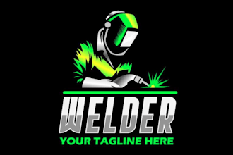 design creative welder mascot logo with unique creativity design